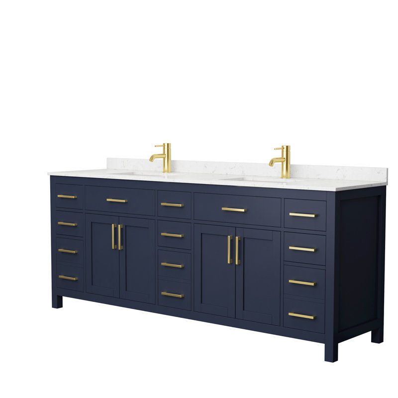 Wyndham Collection Beckett 84 Inch Double Bathroom Vanity In Dark Blue